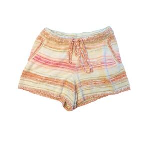 Daily Practice Knit Shorts‎ Womens S Orange Striped Drawstring Anthropologie
